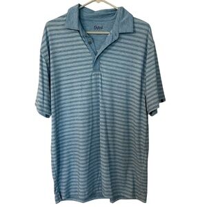 Oxford Men’s Short Sleeve Blue Striped Buttoned Polo Size L GUC